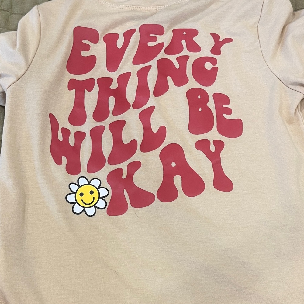 SHEIN Cream Short Sleeve Tee for Kids